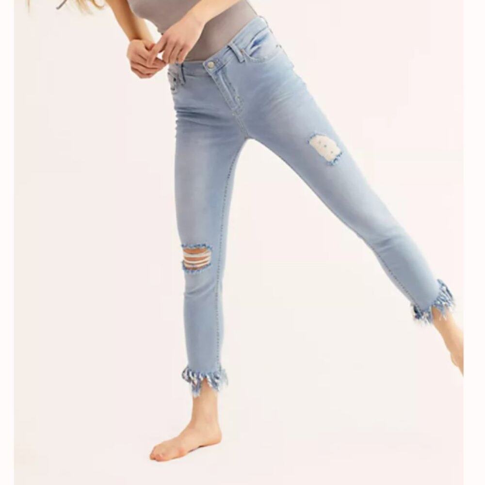 Free People We the Free Great Heights Distressed Cropped Skinny Jeans